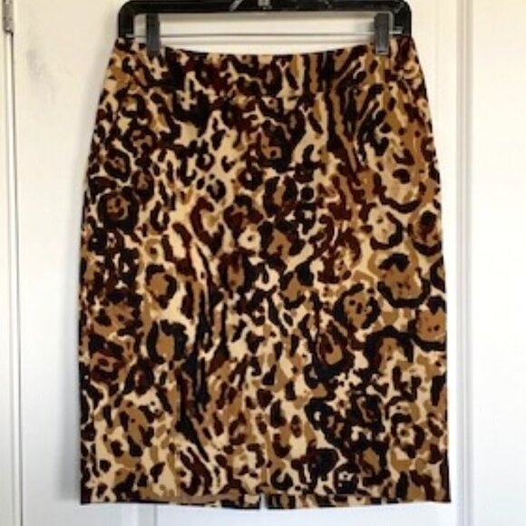 MERONA Animal Leopard Print Fully Lined Slim Pencil Skirt 6 - Picture 2 of 12